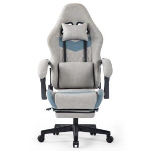 ergonomic adjustable gaming chair with headrest lumbar pillow for offices & gaming rooms features adjustable height