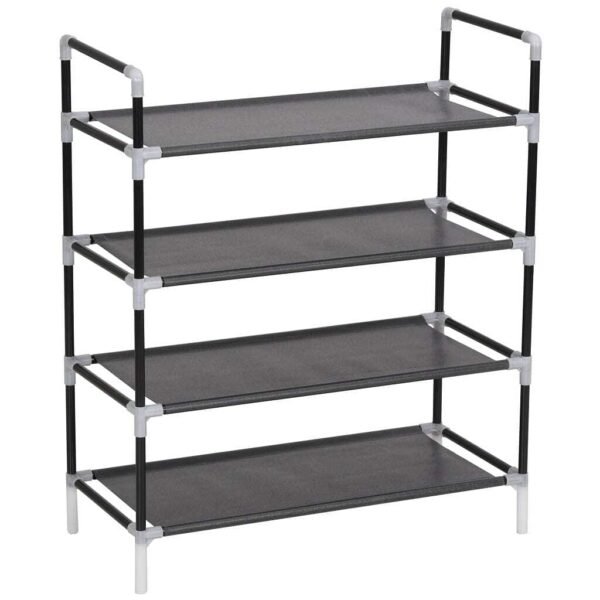 w2b vidaxl modern black metal shoe rack easy to assemble convertible rectangular design durable iron mdf for home furniture