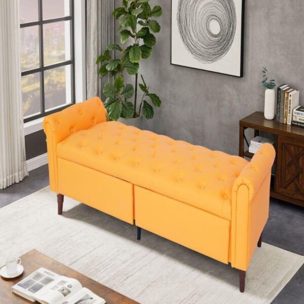 2081 pu leather storage sofa stool orange