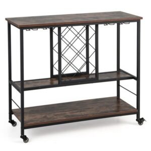 8 bottle rack and 12 glasses hanger 3 tier wine bar cabinet