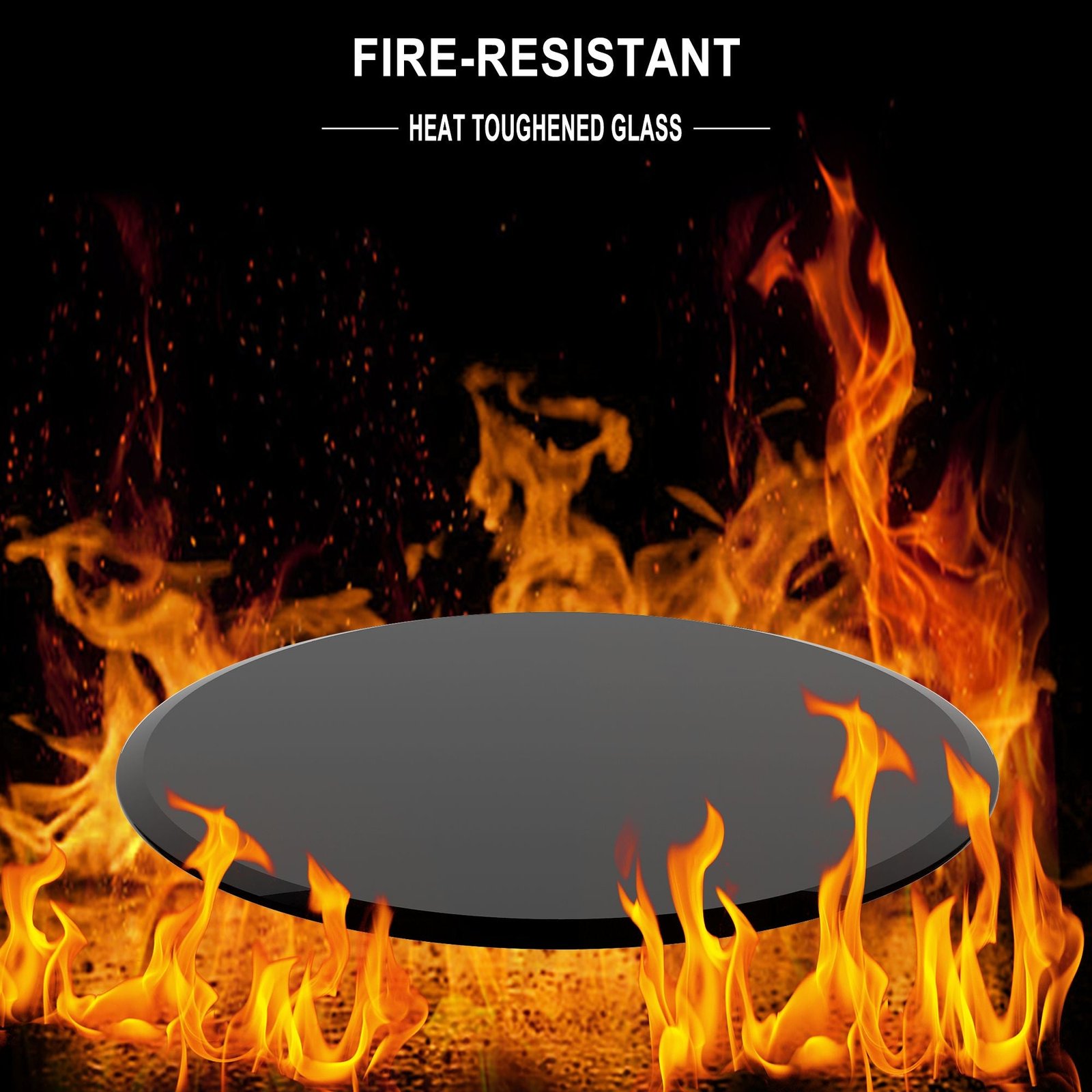 28 inch round tempered glass table top black 3/8 inch thick beveled polished edge for living room furniture