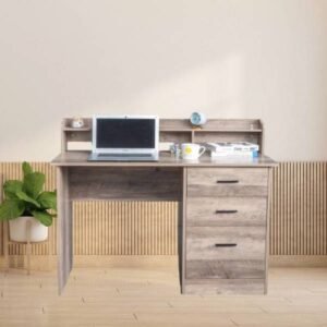 gray embossed particleboard computer desk three drawers 110*50*95cm triamine laminated desktop for hanging letter size documents