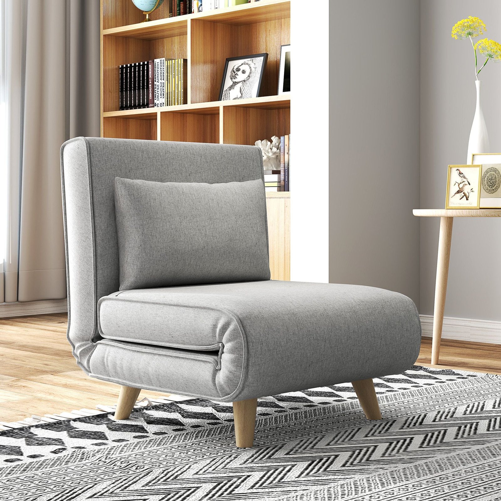 2 in 1 adjustable backrest chair bed multi functional gray sofa bed