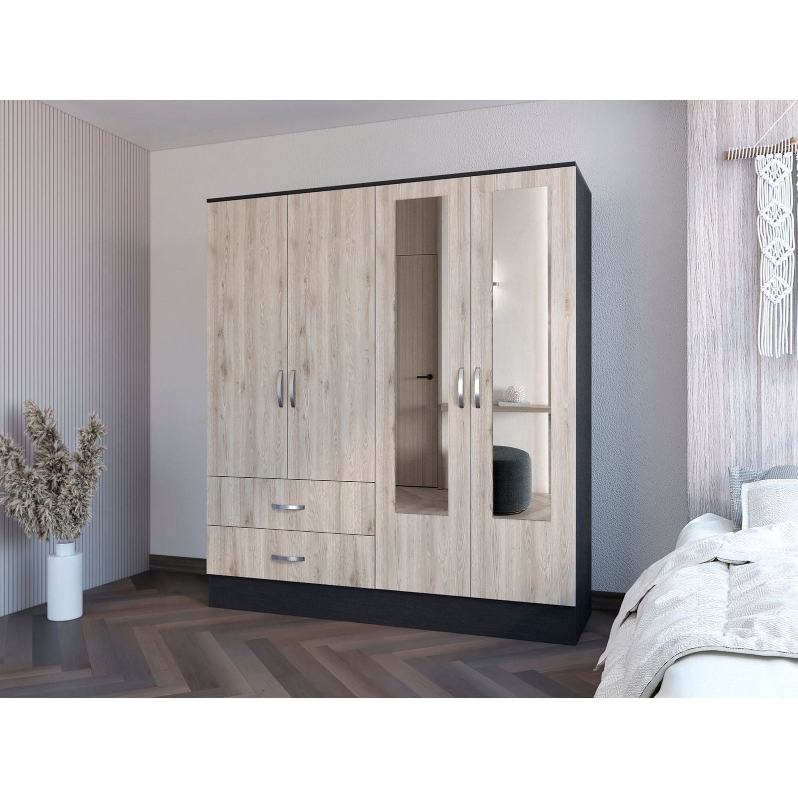black and light gray ron bedroom armoire elegant wardrobe for home decor