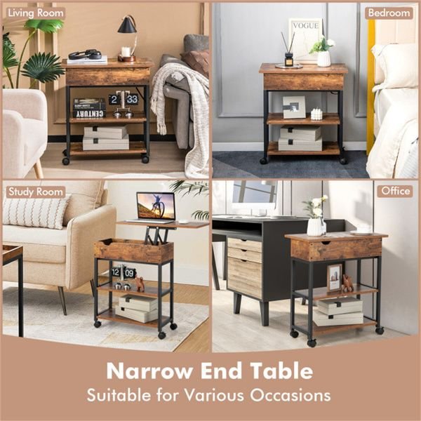 adjustable bedside table with charging capability and wheels convenient computer desk
