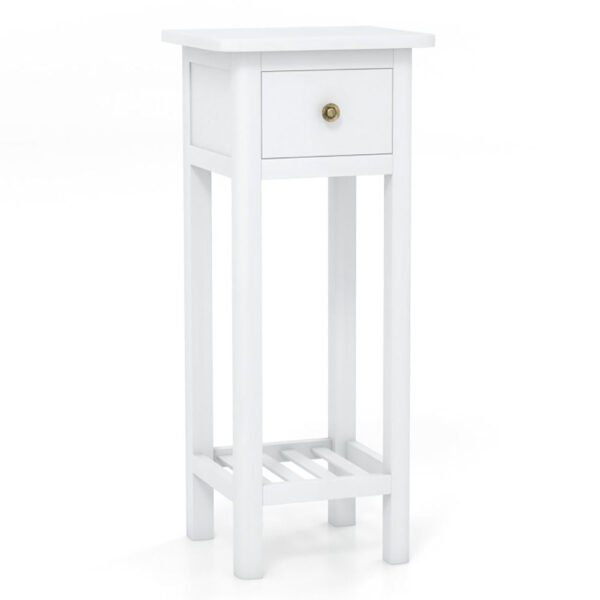 2 tier slim nightstand bedside table with drawer shelf elegant nightstands with practical storage solution