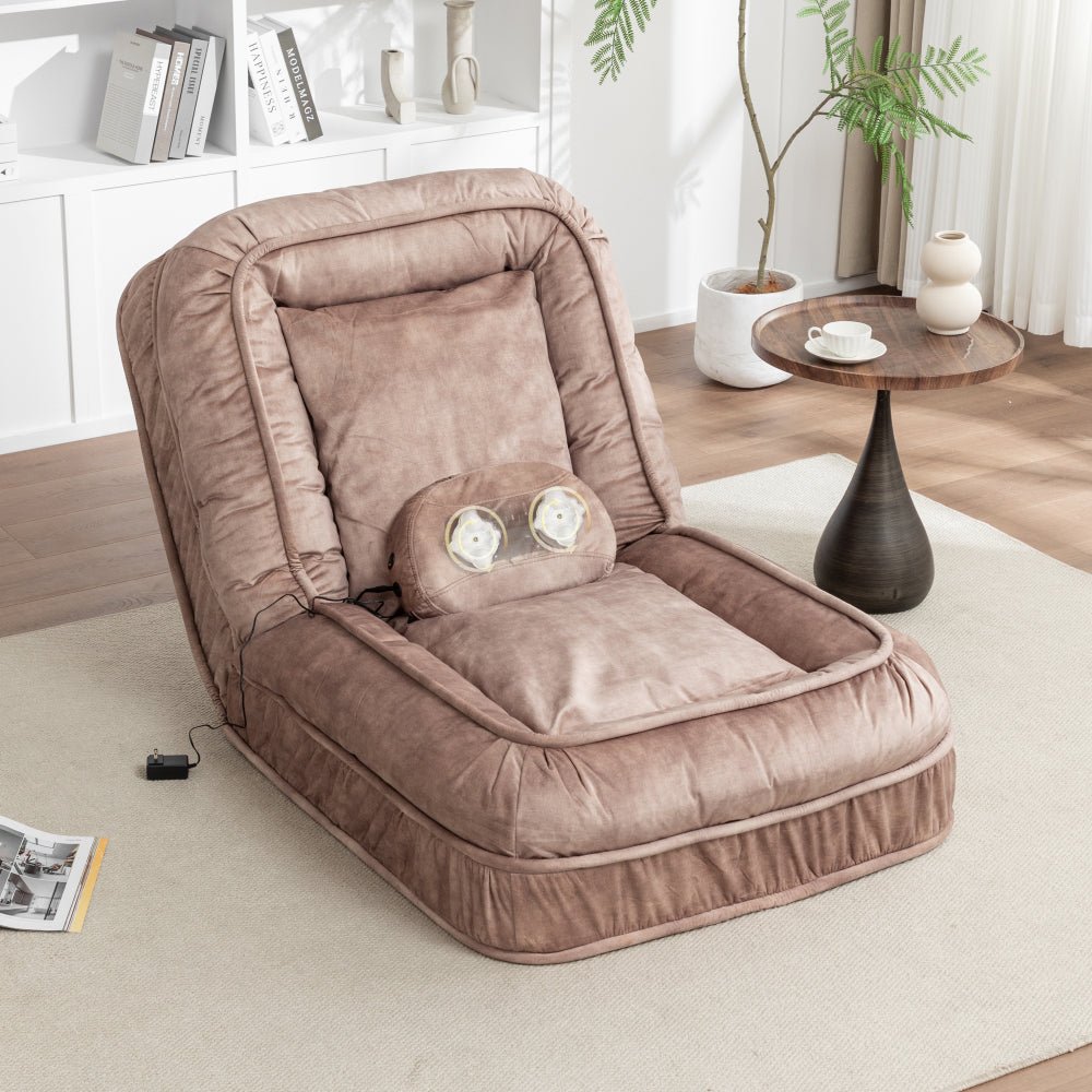 upholstered human dog bed for adult & pets,with 5 adjustable position &massage pillow, bean bag floor sofa with 2 soft pillows