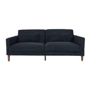 modern 2140bk black corduroy two seater living room sofa for bedroom office small spaces