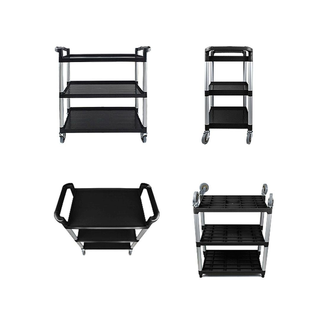 3 tier black kitchen cart portable 830x420x950mm multifunctional food trolley with wheels big utility service