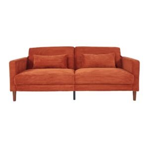 modern 2140og orange corduroy two seater living room sofa for bedroom office small spaces