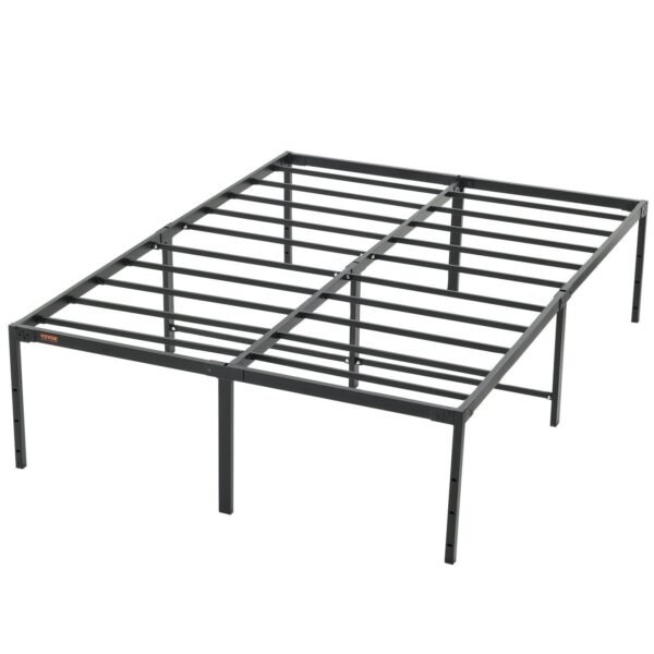 18 inch full metal bed frame heavy duty steel slat support easy assembly noise free box spring not needed 1500 lbs loading