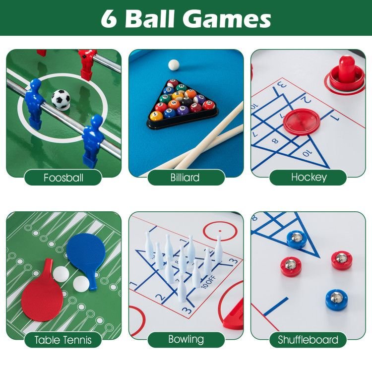 12 in 1 combo gaming table set for foosball air hockey pool chess ping pong