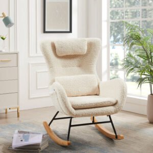 fcj modern nursery rocking chair with high backrest comfortable recliner