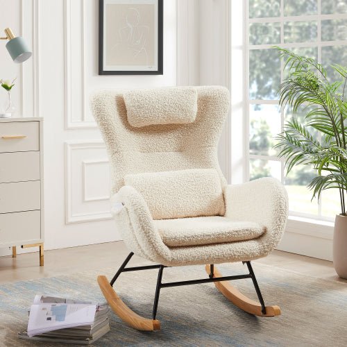 fcj modern nursery rocking chair with high backrest comfortable recliner