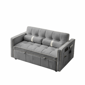 modern luxury 55.5 inch pull out sleep sofa bed 2 seater loveseat couch with side pockets velvet material extendable feature