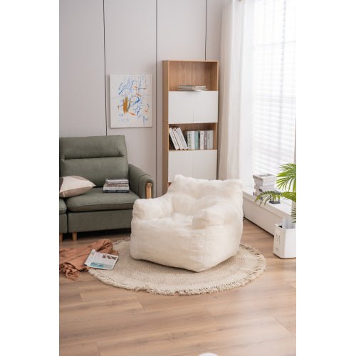 modern design soft teddy tufted foam bean bag chair fcj sofas with fabric upholstery and shredded foam fill