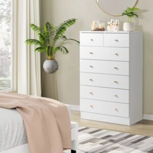 modern simple white 7 drawer dresser
