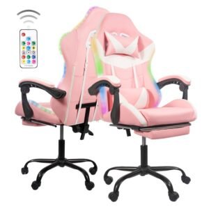 gaming chair led lighting adjustable backrest seat height swivel recliner racing style ergonomic office chair lumbar support