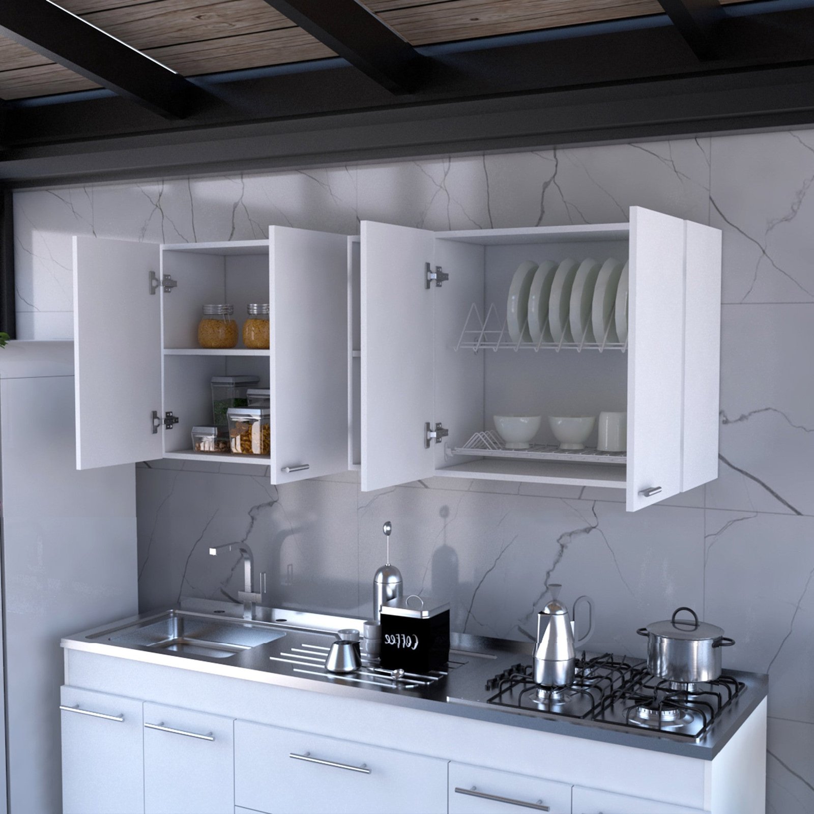hms 59 white wood wall mounted accent cabinet with four doors kitchen cabinets product