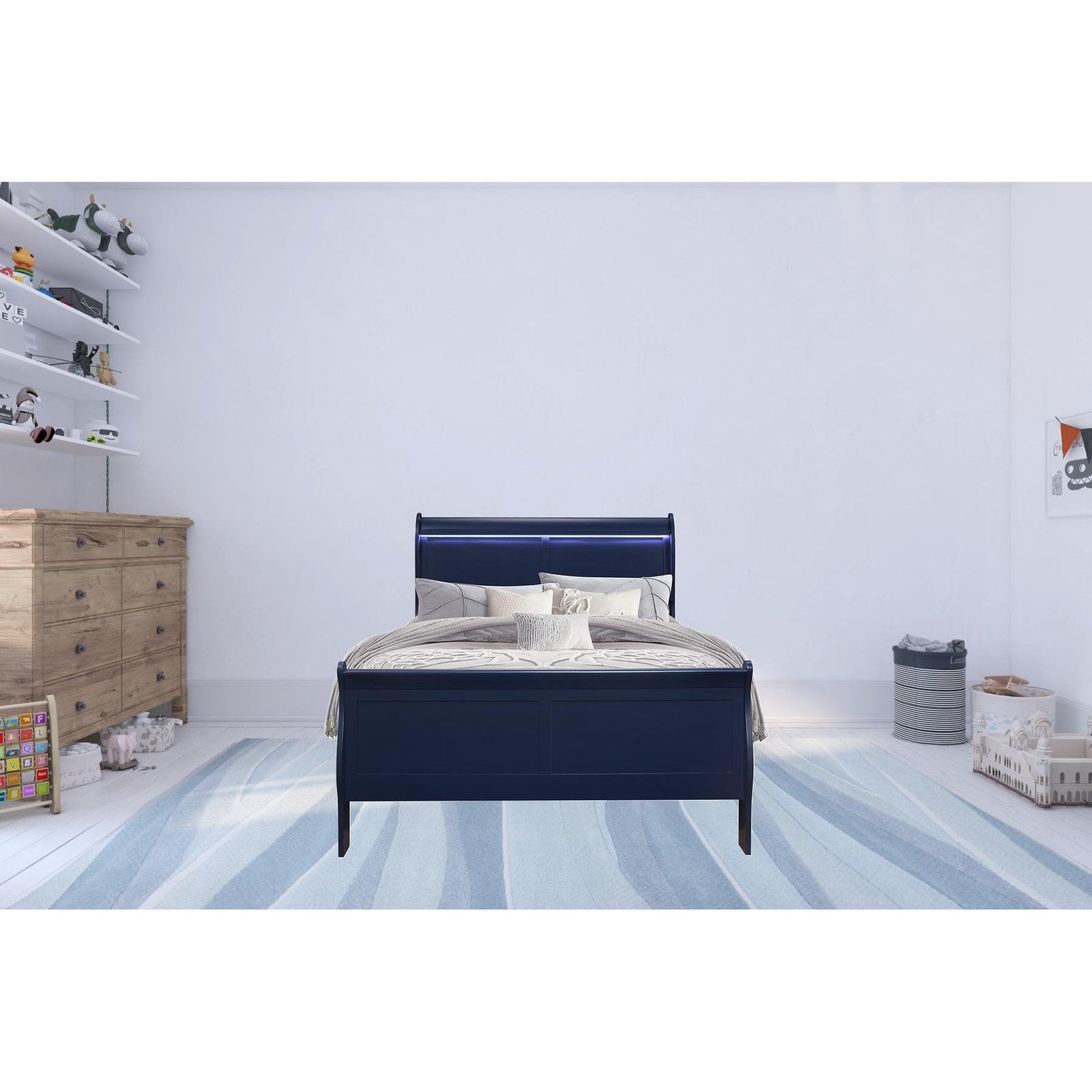 hms blue double and king size platform bed frame with storage tufted soft style for bedroom and apartment furniture