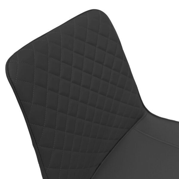 black pu leather armless dining chair with metal legs chequer upholstered set 2 for kitchen restaurant living room meeting room