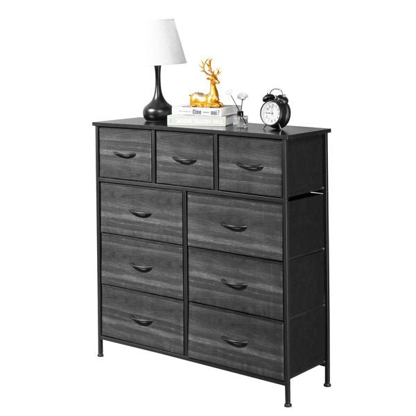 9 drawers 6 large 3 small non woven storage cabinets black wood grain cationic cloth surface iron frame 100*30*100cm living room