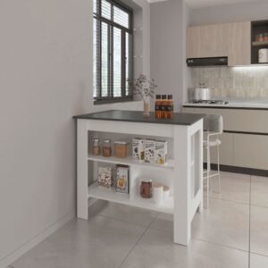 ada kitchen's matt gray & white kitchen island & cart