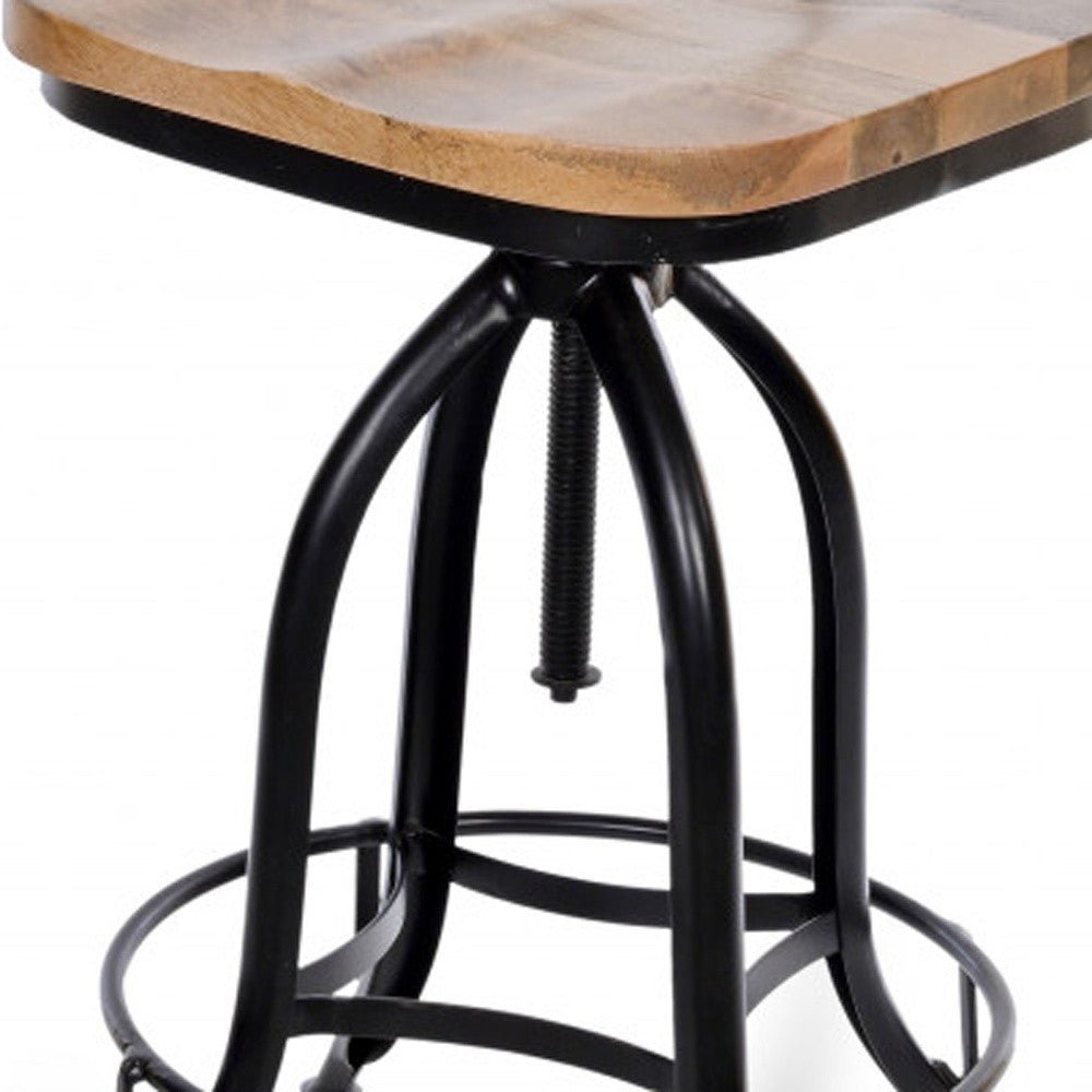 hms counter height swivel bar chair in brown and black solid wood and steel for living room