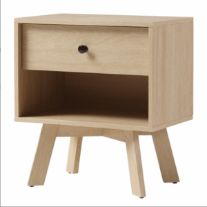 fcj 1 drawer mid century modern minimalist nightstand coastal oak bedroom furniture panel wood style for apartment hospital use