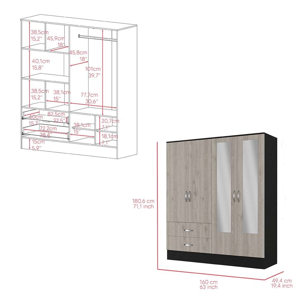 black and light gray ron bedroom armoire elegant wardrobe for home decor