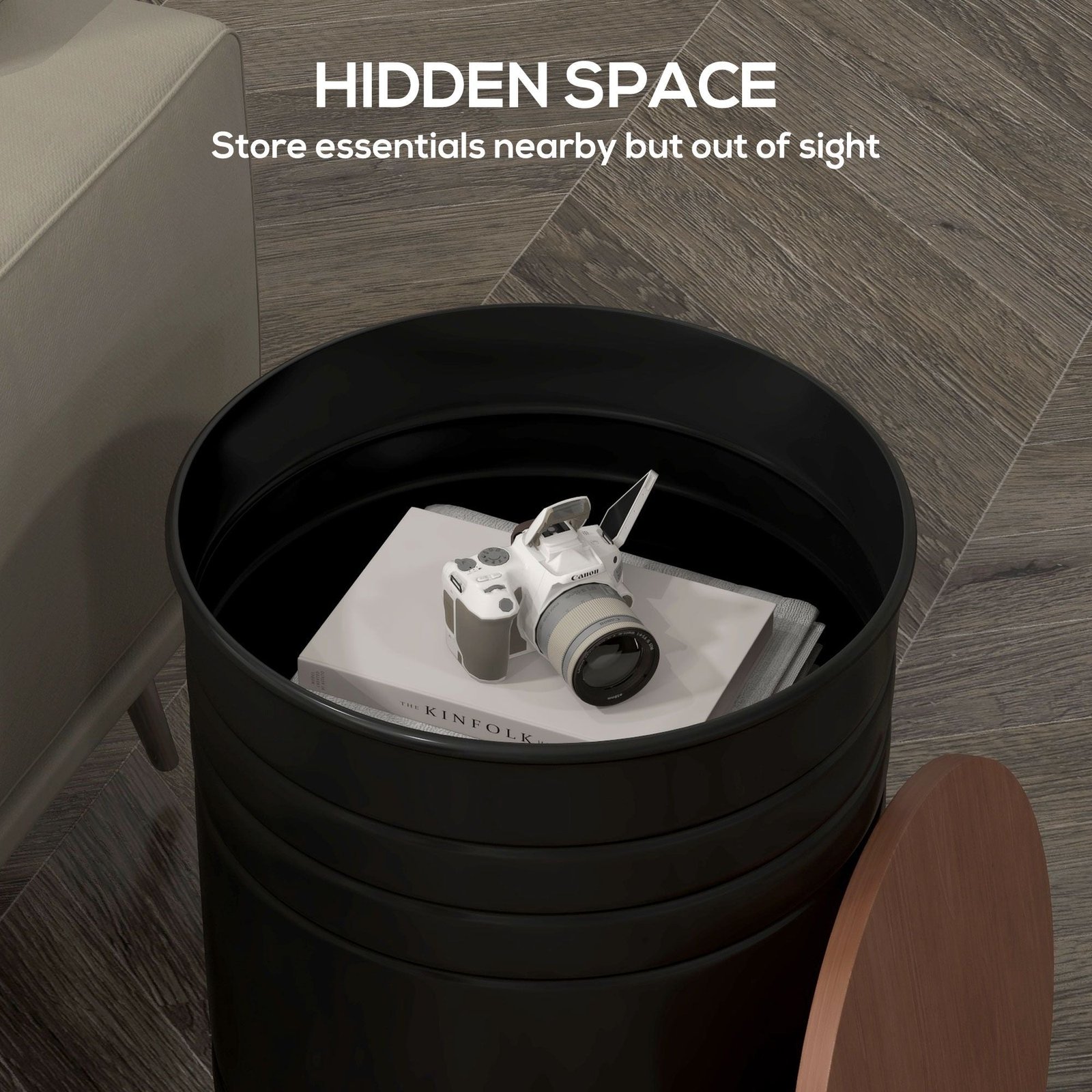 round nesting ottomans set of 2 with wooden lid metal frame and hidden storage space stools for bedroom storage