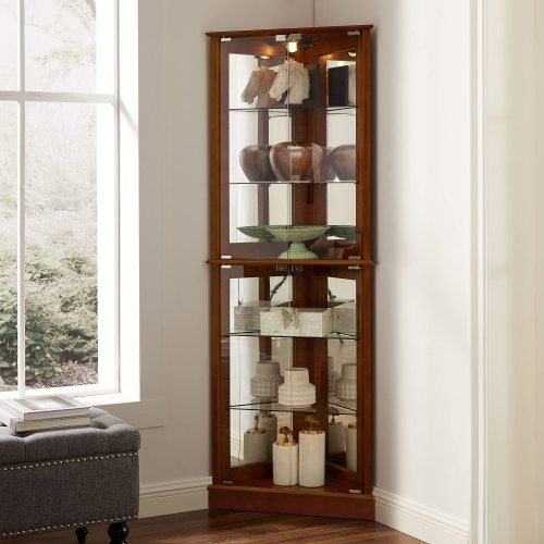 corner fcj lighted display cabinet elegant treasure showcase for home or store