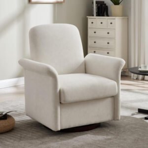 tosee modern minimalist white fabric swivel accent chair easy assembly wood base furniture detachable cushion living room