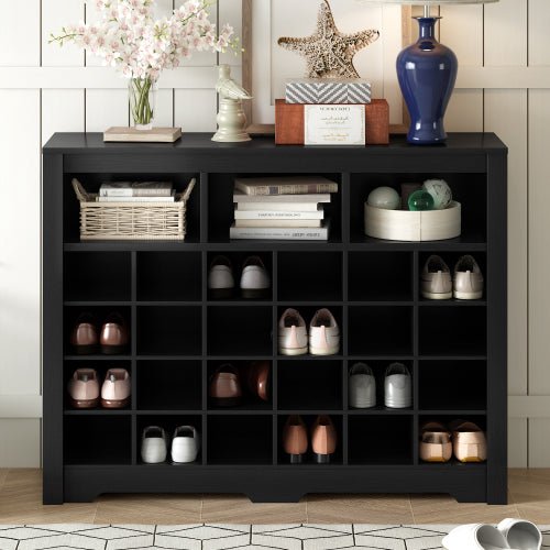 stylish modern 24 compartment shoe cabinet high quality corridor sideboard multifunctional console for bedroom living room black