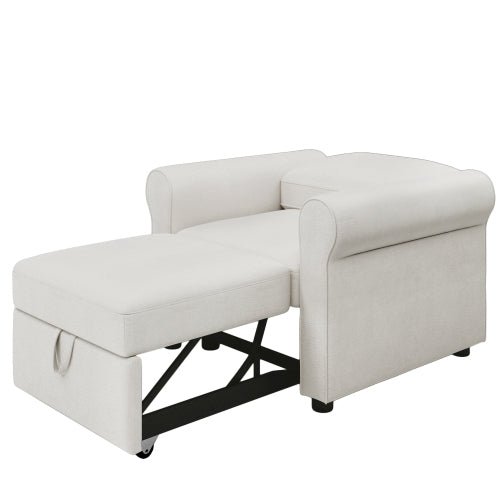 3 in 1 cream fcj sofa bed chair convertible modern adults' single bed with adjustable backrest lounger chair sleeper