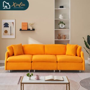 xinlin modern 3 seater modular sofa spacious comfortable throw pillows for home office bedroom durable fabric furniture