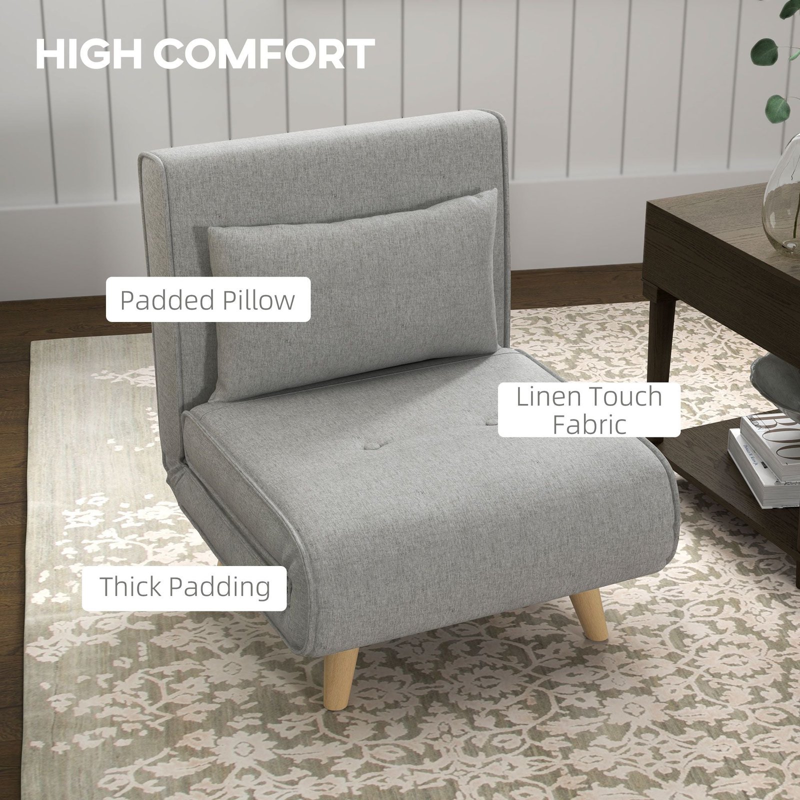 2 in 1 adjustable backrest chair bed multi functional gray sofa bed