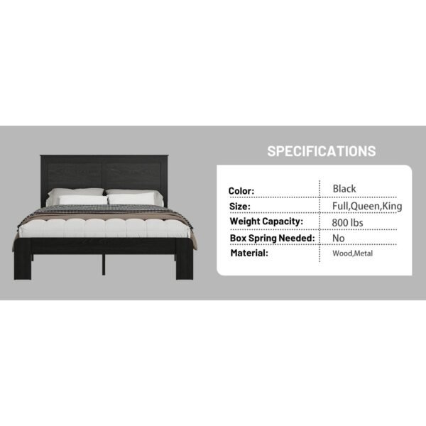 dark black queen size wood platform bed frame with large storage easy assembly noise free no box spring needed for murphy beds