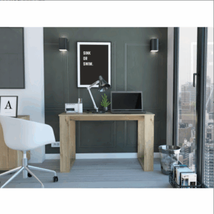 fcj oviedo 120 wooden writing desk light oak four legs adjustable and extendable for office or living room for computer use