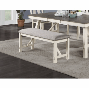 fcj dining room furniture comfortable 1x bench with gray fabric cushion seat and white clean lines
