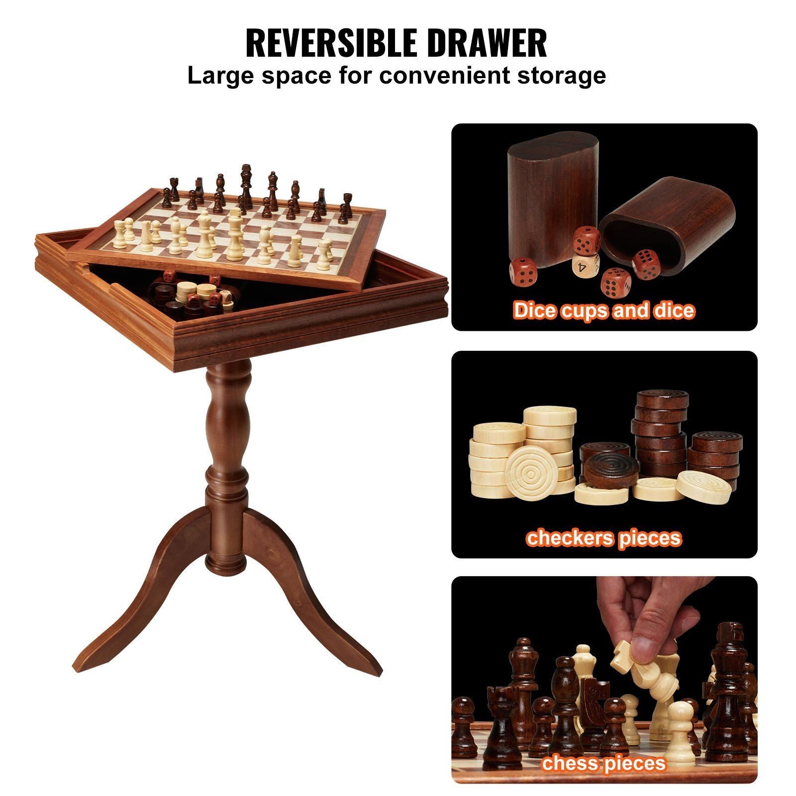 18 inch premium wooden 3 in 1 chess backgammon table set deluxe combo game furniture board set for family board games gifts