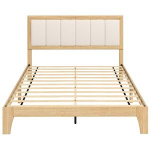 full size platform bed frame with wooden slats easy assembly oak full bed frame headboard no box spring needed for murphy beds
