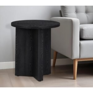 22" black wood round end table hms living room furniture