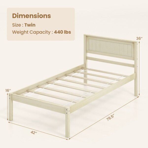 twin/full/queen size wooden bed frame with stylish headboard and slat support