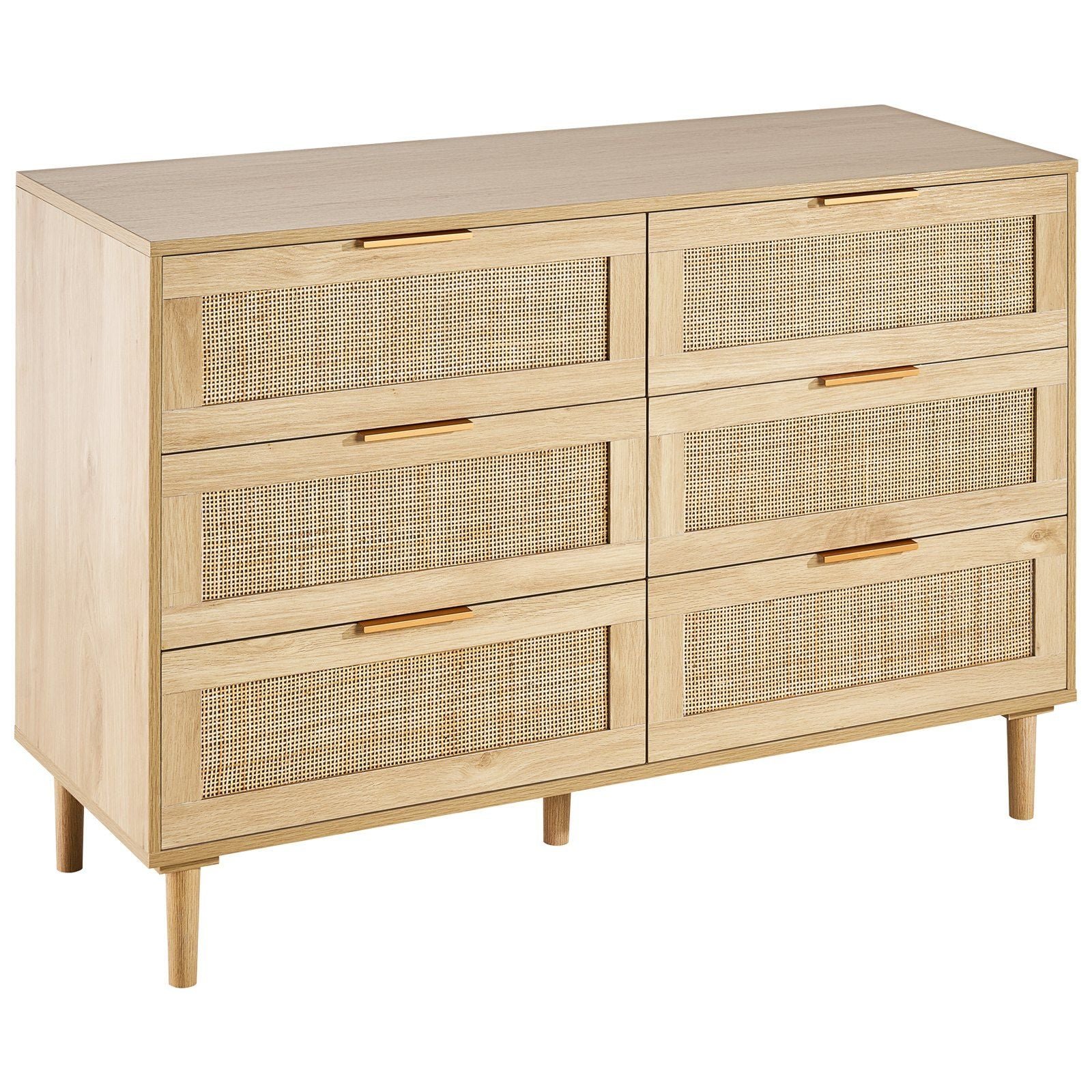 7 drawer boho dresser natural wood rattan chest drawers spacious storage for bedroom living room nightstand sturdy handles legs