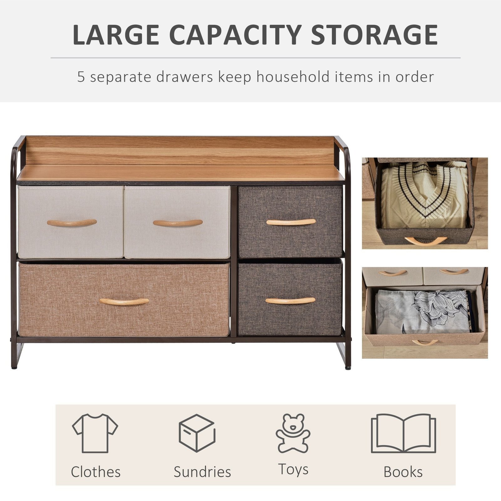 5 bin dresser storage tower cabinet organizer multicoloured metal frame chest drawers for bedroom