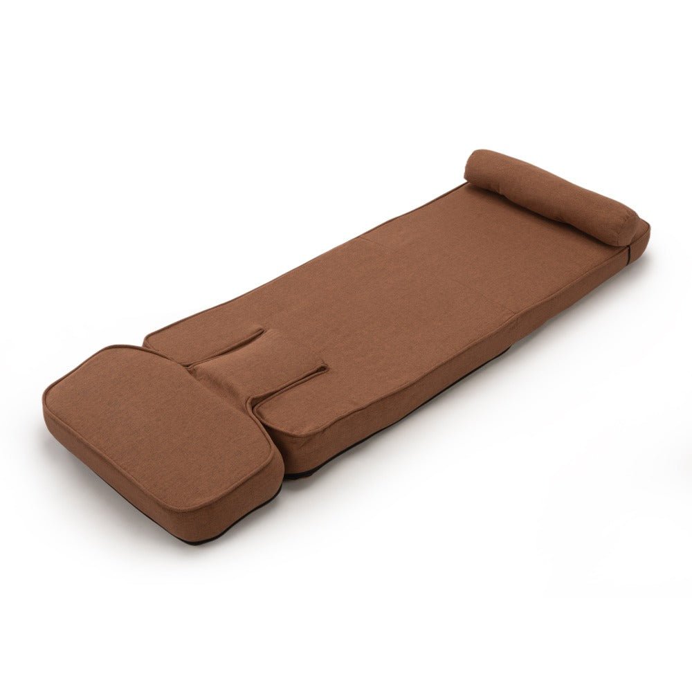 multi functional foldable sofa with adjustable angles and pillow, dark brown