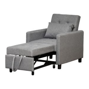 convertible grey sofa bed multi functional adjustable backrest recliner and ottoman convertible chair bed