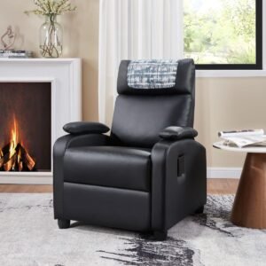 classic traditional manual recliner chair comfortable black single sofa for living room with arms and back