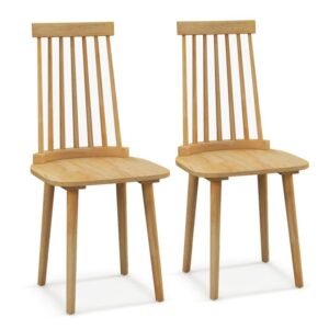 windsor dining chairs set of 2 high spindle back and natural rubber wood legs for dining & living room